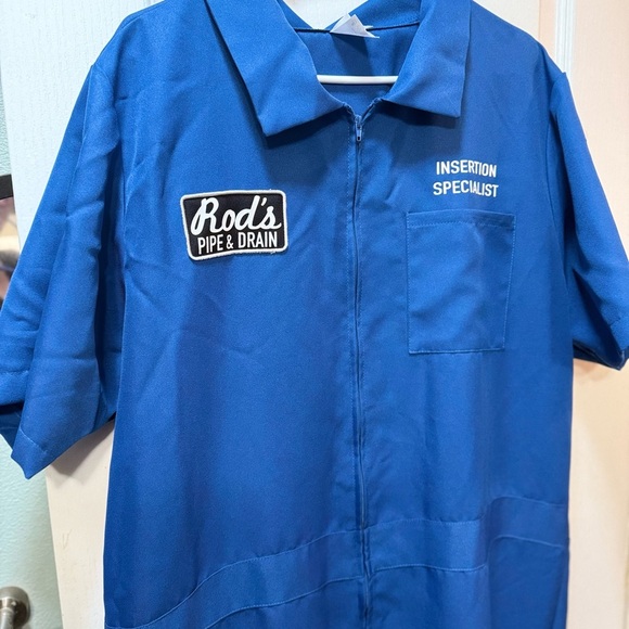 SPIRIT HALLOWEEN Mens Costume Blue Work Jumpsuit Plumber Handyman - Picture 6 of 8